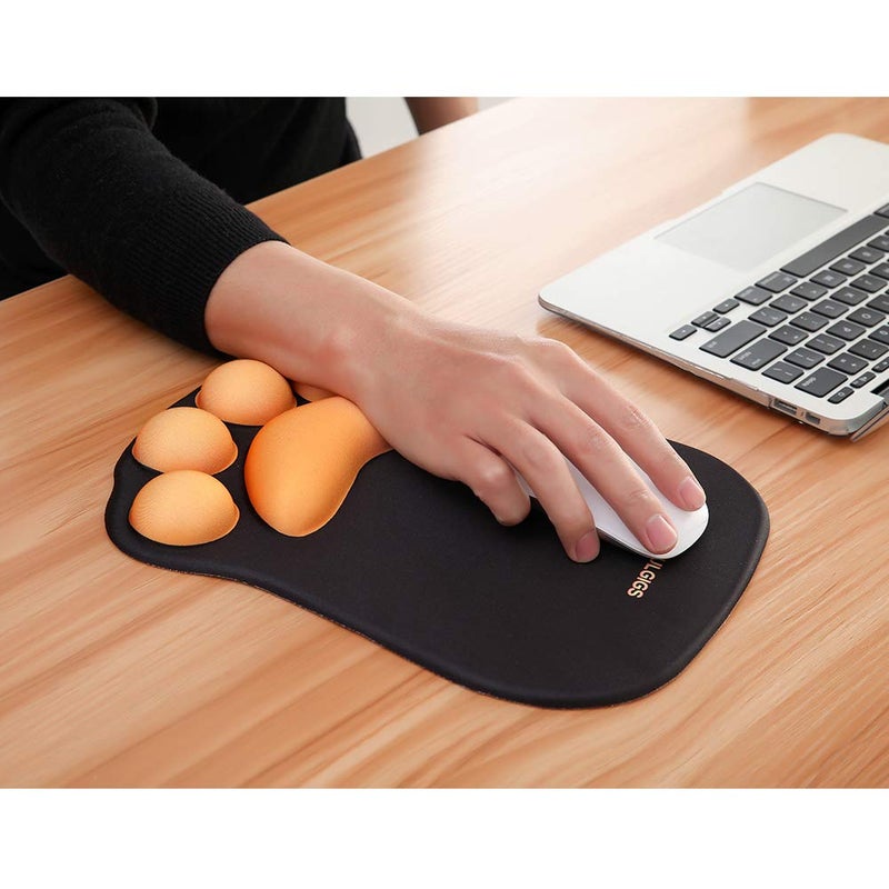 TULGIGS Cute Cat Paw Non Slip Mouse Pad with Wrist Support Soft Silicone Wrist Rests Ergonomic Comfort Computer Mouse Mat Desk Decor 11.55"*7.8"*0.99'' (Black) - Image 3